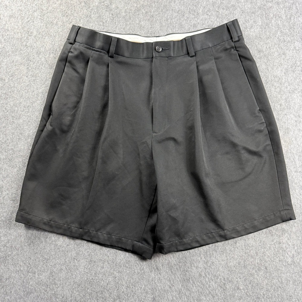 Vintage Grand Slam Mens Golf Shorts Sz 35 Black Pleated Front Classic Fit Casual